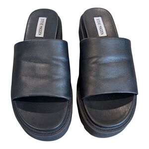 Steve Madden Black Slip-On Platform Slides 90s Inspired